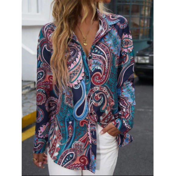 Luxe paisley print button down shirt - Picture 4 of 5